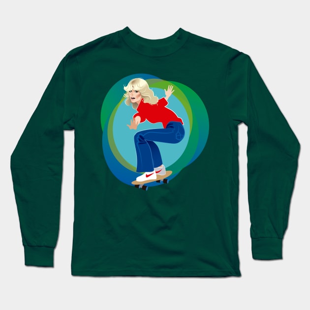 Skateboard Jill Long Sleeve T-Shirt by AlejandroMogolloArt